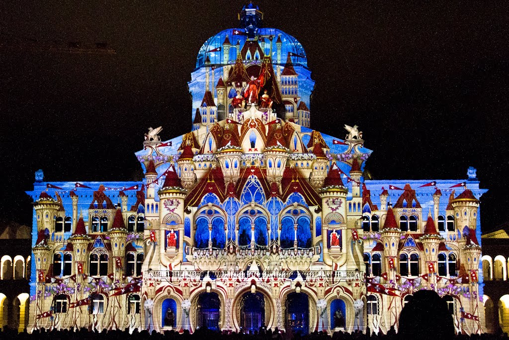 Lichtshow in Bern am Bundeshaus, 2013