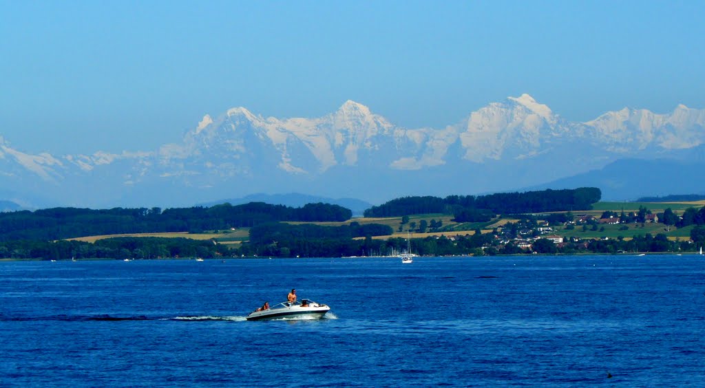 Lake Neuchatel and alpine backdrop