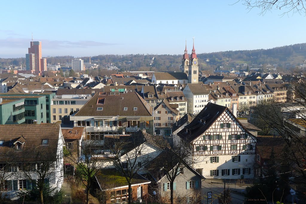 Beautiful Panorama of Winterthur {Swisscom-Hochhaus [Roter Turm], Reformierte Kirche Winterthur}