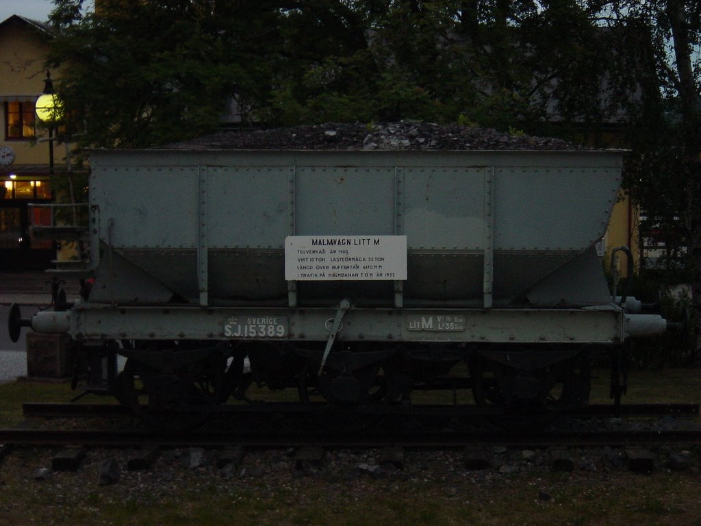 Ancient ore waggon at night