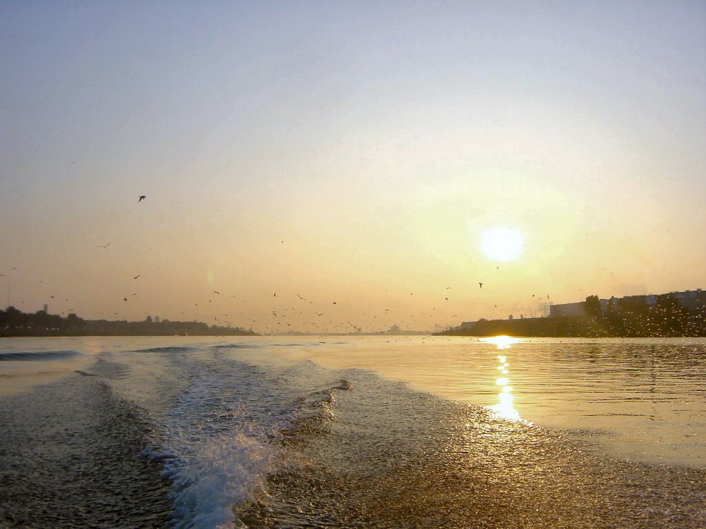 Sunset over North Sea Canal
