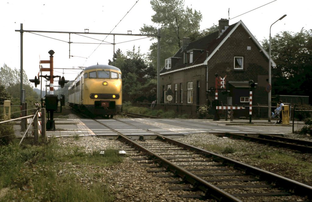 Trein langs spoorhuis (juni 1983)