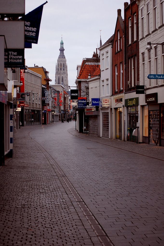 The Ginnekenstraat in Breda on a Sunday, Netherlands