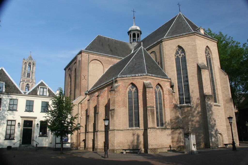 Domtower and St Peters church seen from Pieterskerkhof, Utrecht