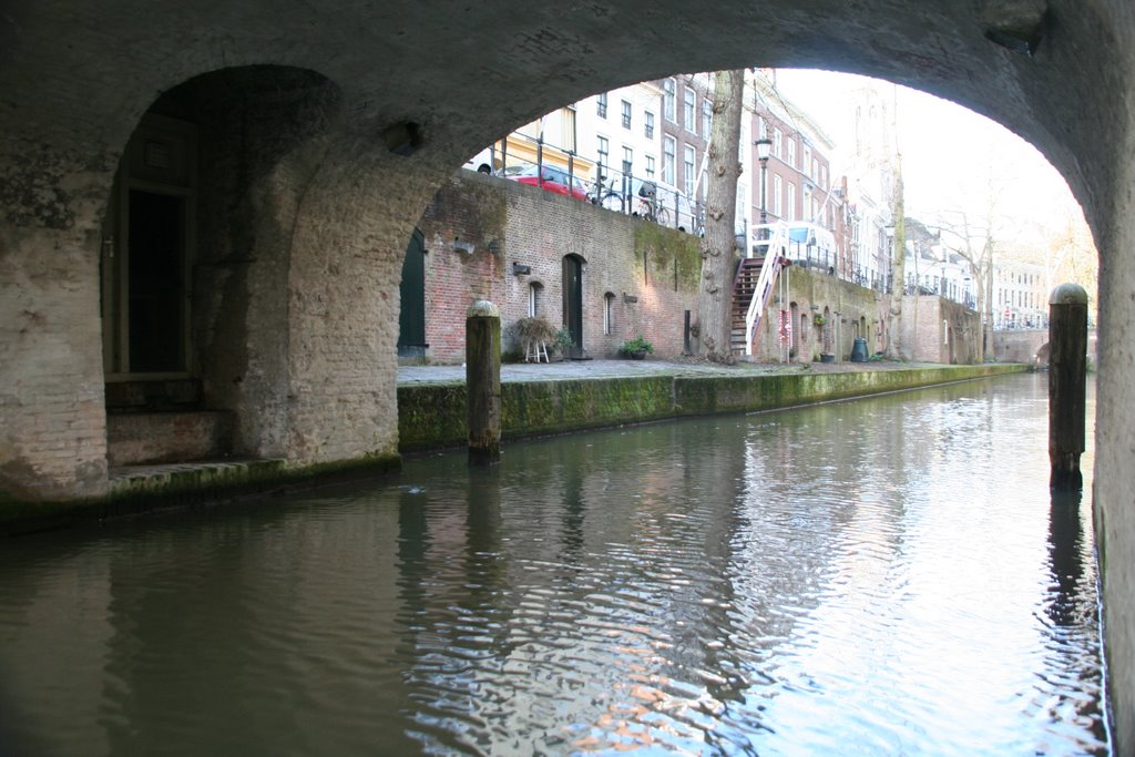 Glimpse of a tower underneath Brigitten bridge, Utrecht