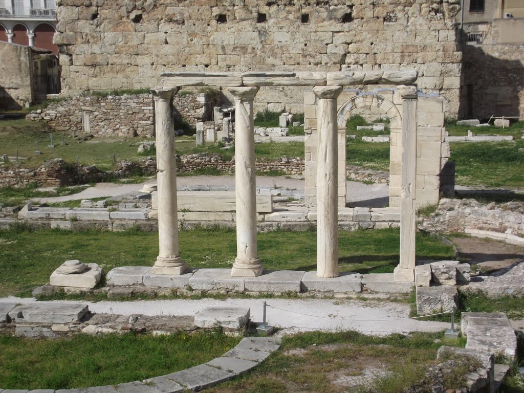 the library of hadrian- roman agora, athens