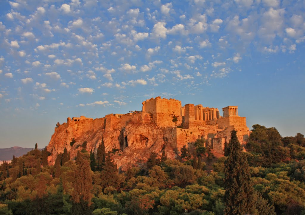 The Acropolis under the light of the sunset