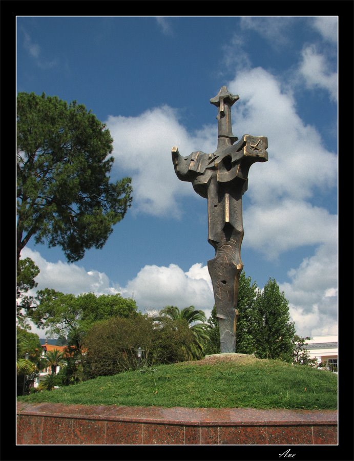 Abkhazia. Sukhumi. A monument to the unknown soldier. Traces of war with Georgia 1992-93.