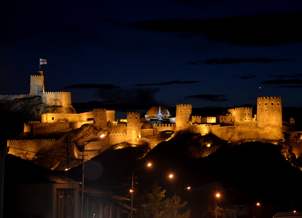 Lights of Rabati fortress at night