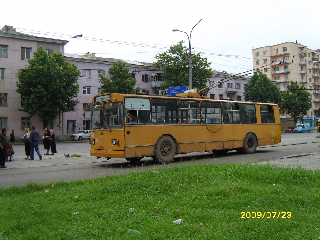A Trolleybus and People in Kutaisi