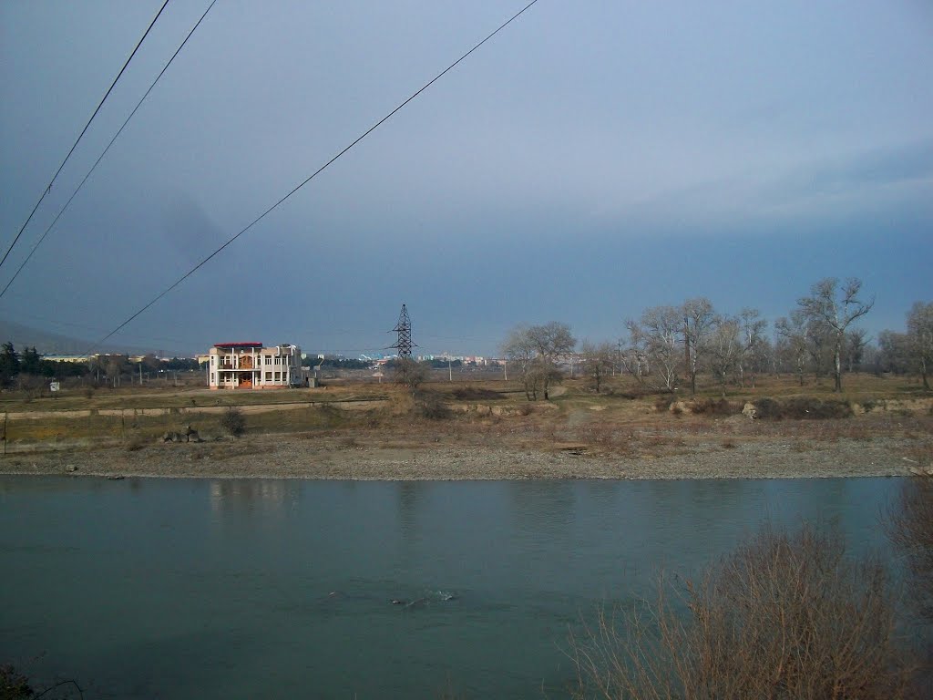 Standing over the waste water bypass channel to Mtkvari
