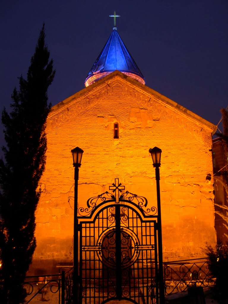 Blue Monastery in a winter night