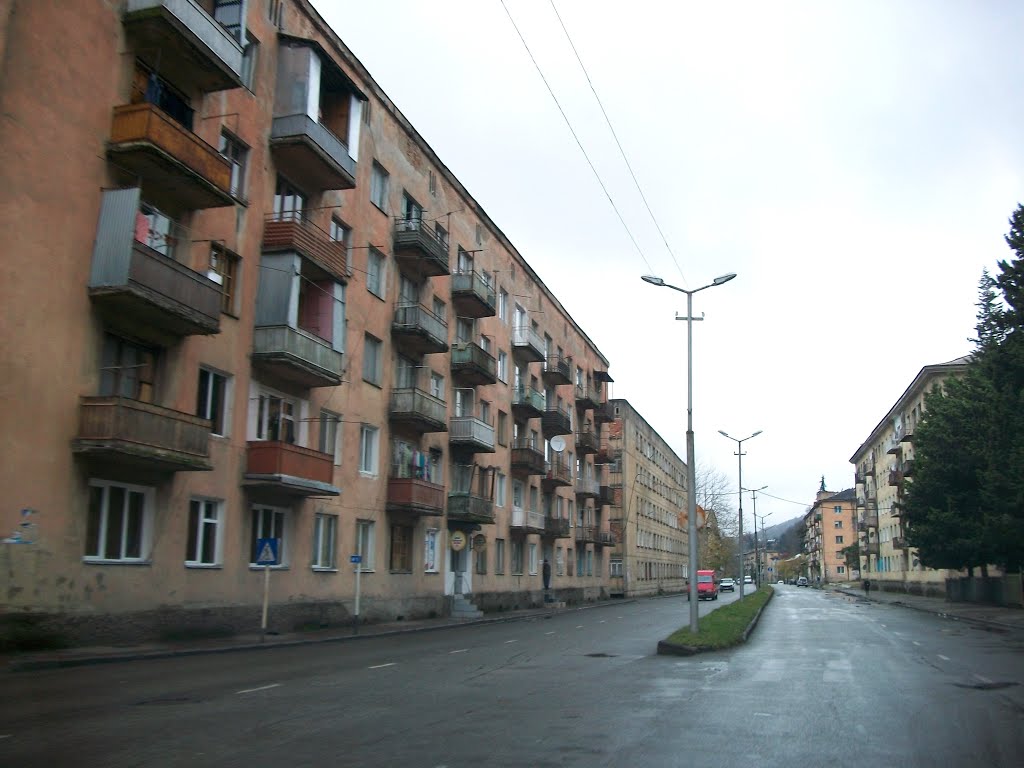 Tkibuli,  partially abandoned living blocks