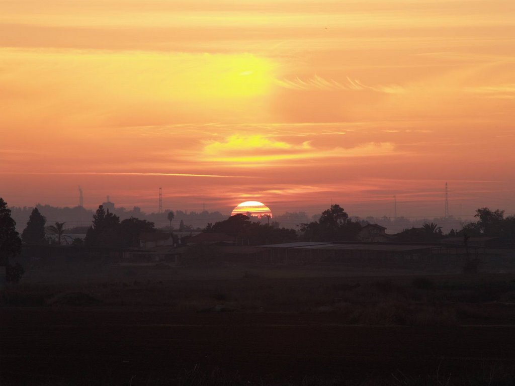 Sunset over Beer Tuvia, From Kiryat Malakhi