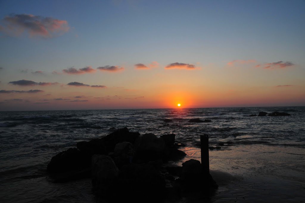 Israel, sunset on the mediterranean sea