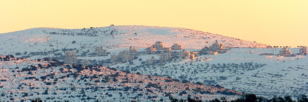 Snowy hills of Samaria, a view from Ariel