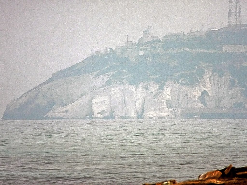 Rosh Hanikra from Nahariya on a very hazy day