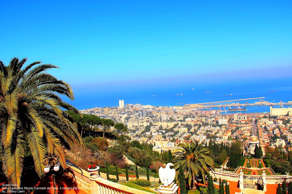 Bahai gardens Monte Carmelo at mount Carmel Haifa, it looked Bahai Temple