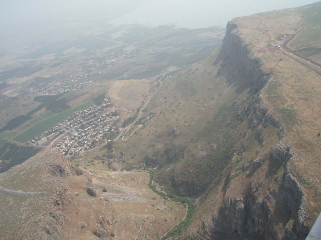 Flying low over the Arbel Mountain
