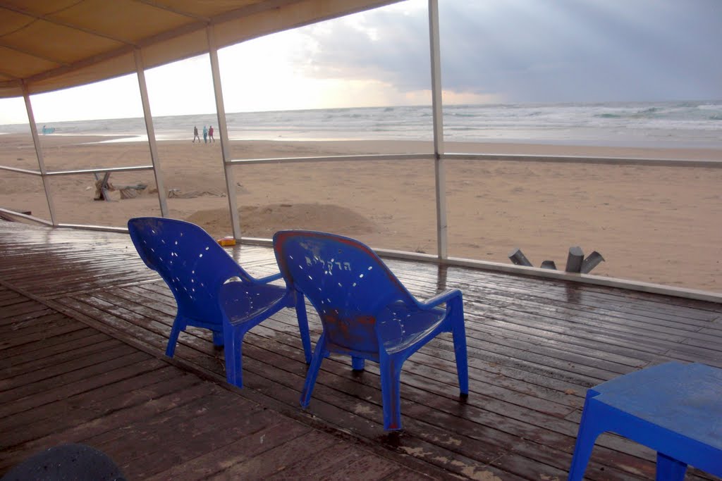 Winter day on Sea shore, rain passed
