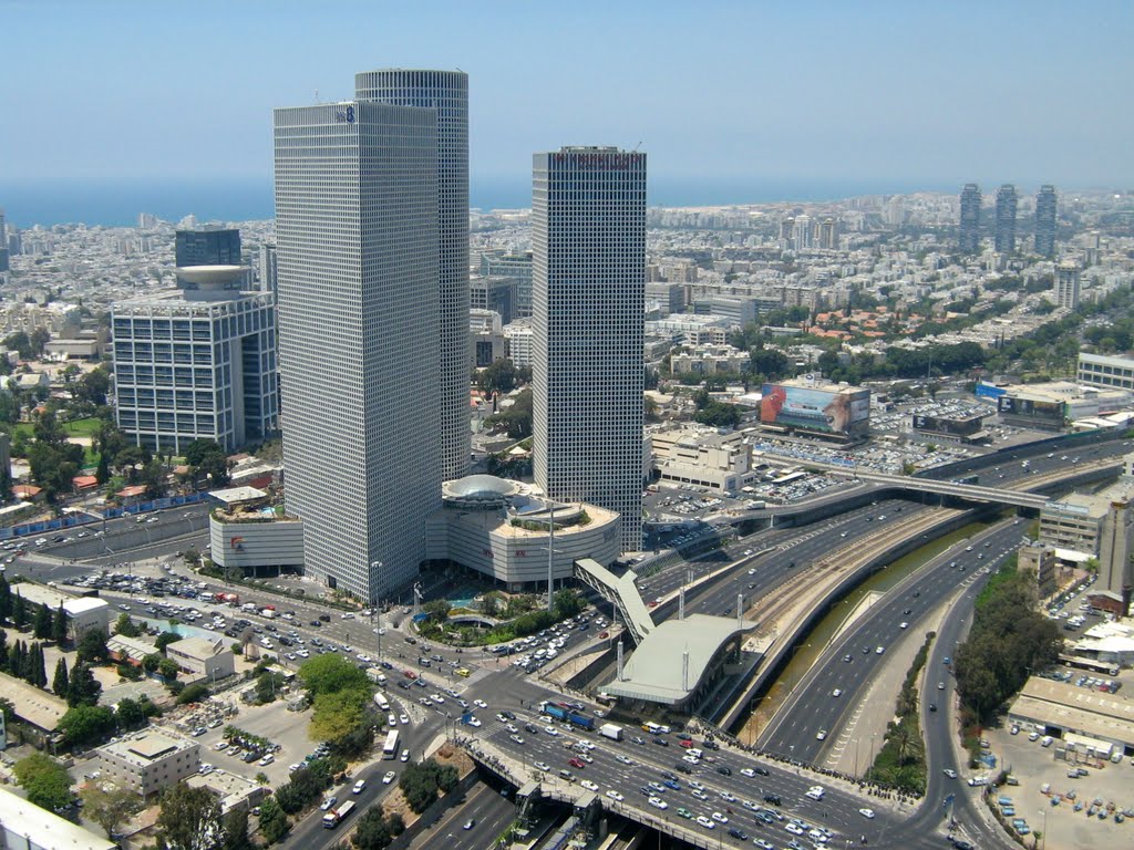 Tel Aviv: Ayalon Highway, HaShalom Station & Azrieli Center, from Elco Tower