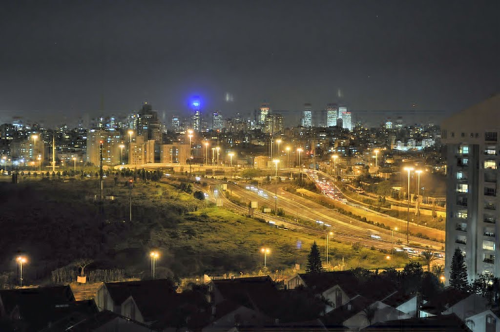 GEHA (Highway 4) - Bar-Ilan Intersection at night