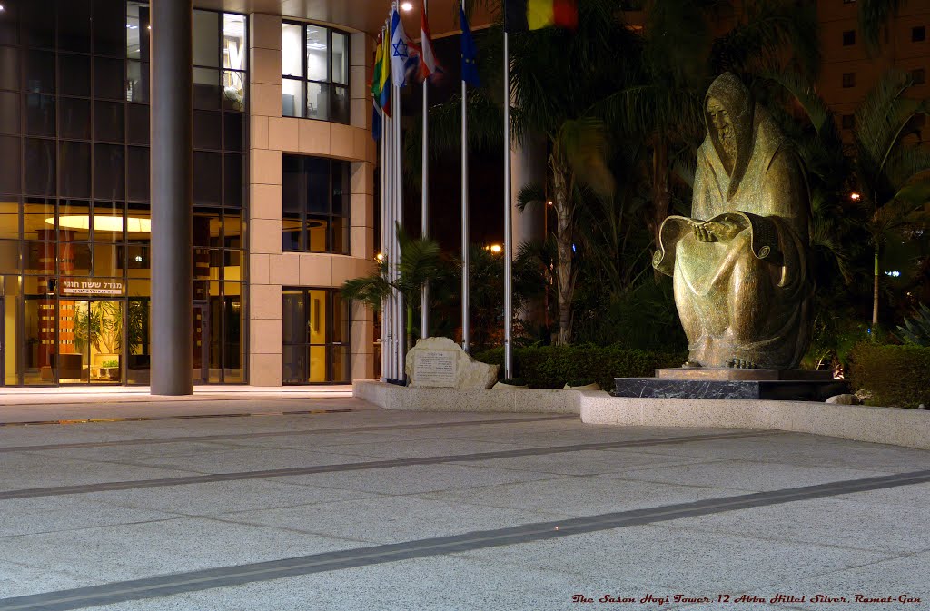A statue by night, The Sason Hogi Tower, 12 Abba Hillel Silver, Ramat-Gan