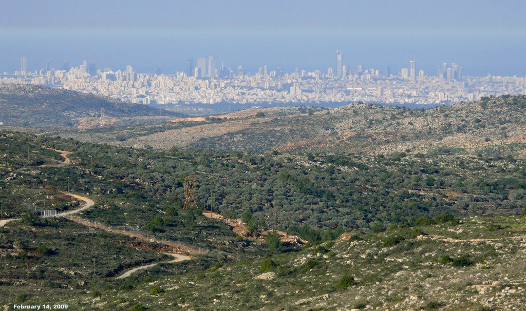 The Tel Aviv megapolis as it seen from the Samarian highlands