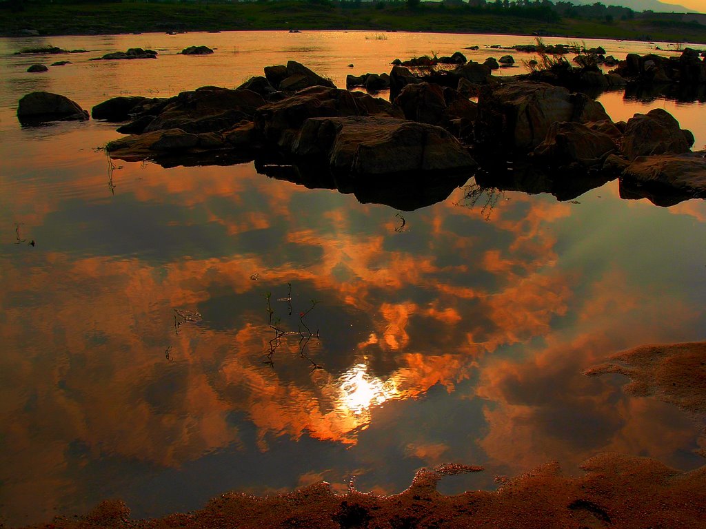 Sun Set on River Subarnarekha