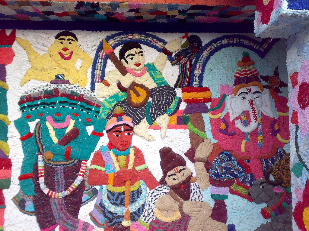 DECORATION of TOWELS at a DUMDUM PARK PANDAL - DURGAPUJA festival of KOLKATA