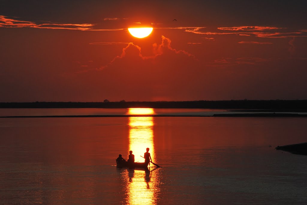 Sun Setting On The Brahmaputra At Dibrugarh