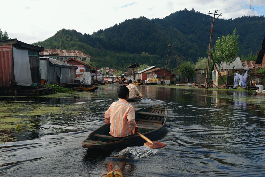 Wet street on Lake Dal