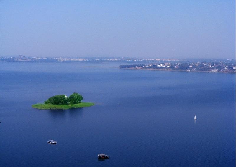lake with  holy island