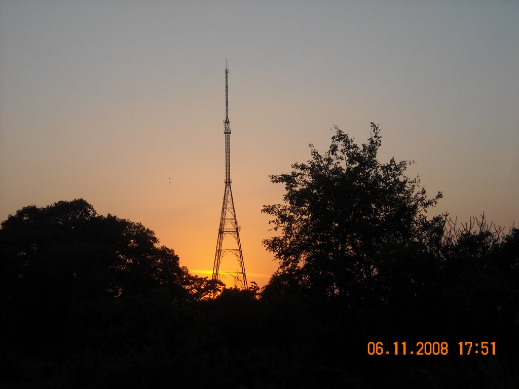 Tower on the background of Sunset.