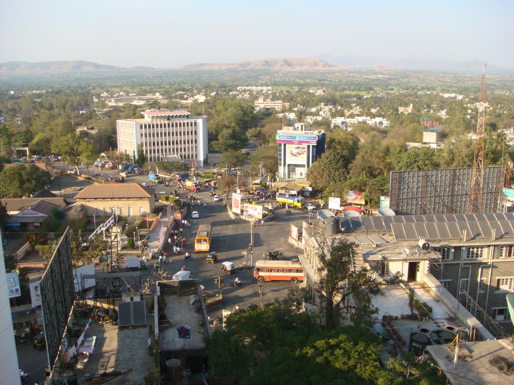 View of Satara City (India) from Maharaja Residency Hotel-2009