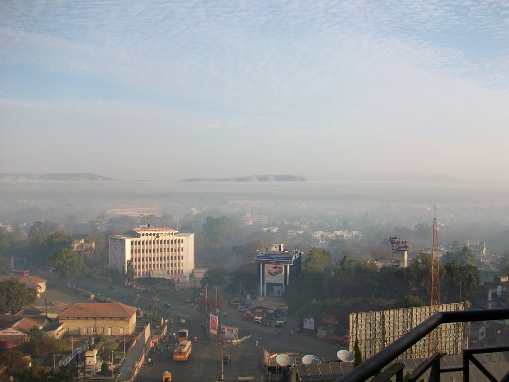 VIEW OF SATARA CITY - INDIA - Foggy Morning -2009