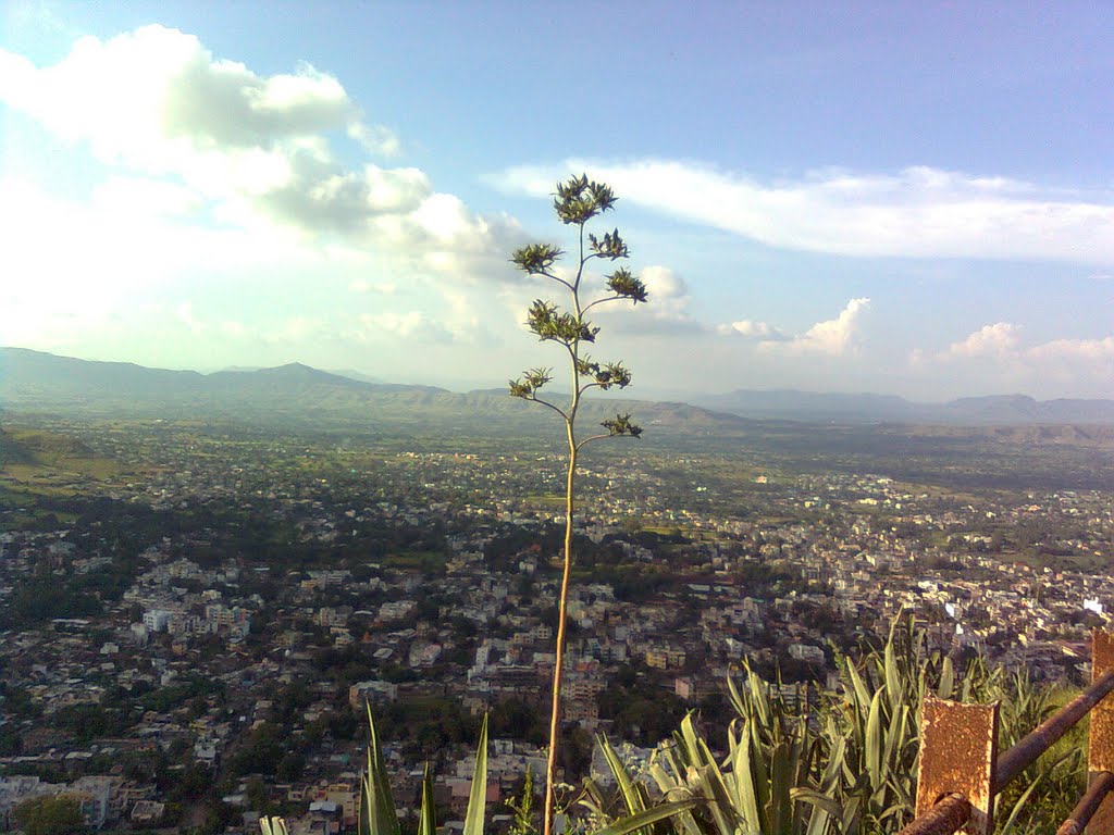 Satara city, nearby hills from Fort Ajinkyatara