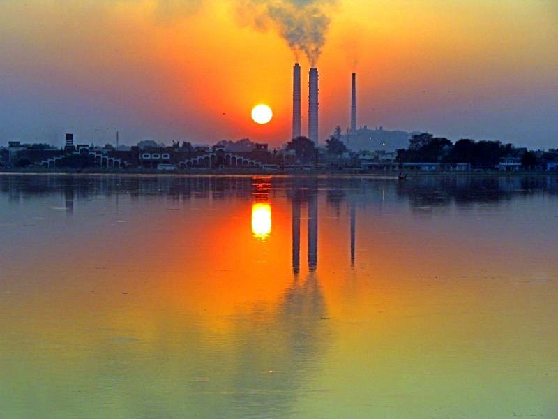 Kishore sagar Talab with a great reflection of thermal power kota