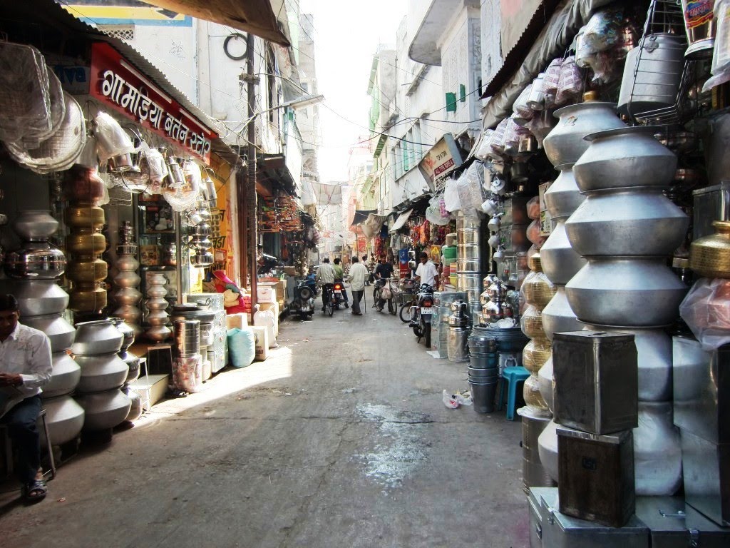Udaipur. Pots and pans street.