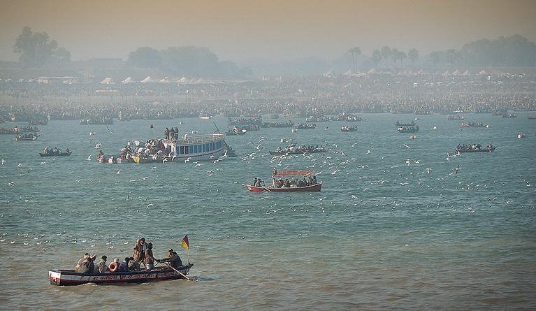 Ganga and Yamuna meet at Allahabad
