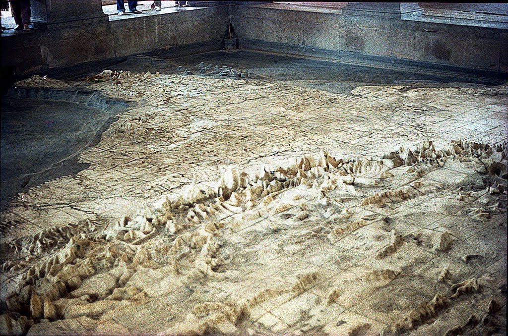 Barath Mata Temple, a marble raised relief map of Mother India, looking Southwest - Feb 1988