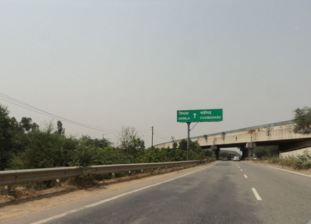 Underpass going towards Chandigarh. Go left on the flyover and you will reach Amritsar n from there, if possible, into Pakistan