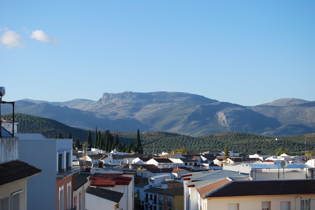 Vista  parcial de  Priego y  Sierras  que lo rodean (NW)(f)