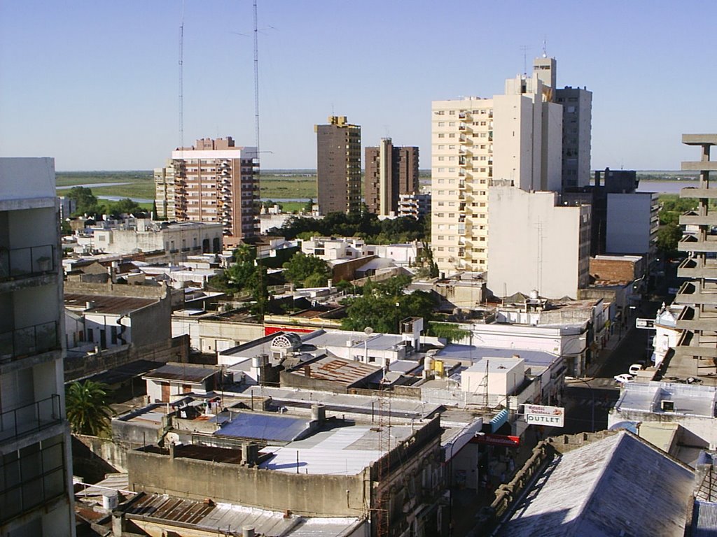Edificios del centro y ribera al fondo (vista norte) / Lautaro