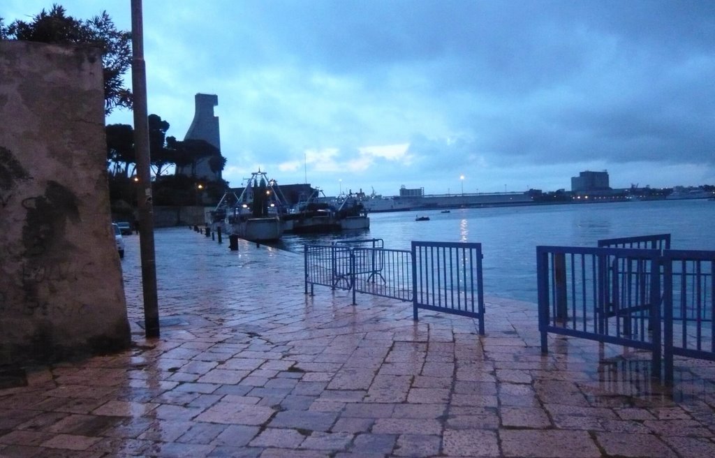 Brindisi, view of the port on a rainy March afternoon