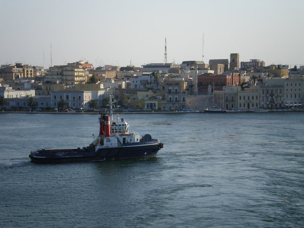Roman Column and Tug Boat