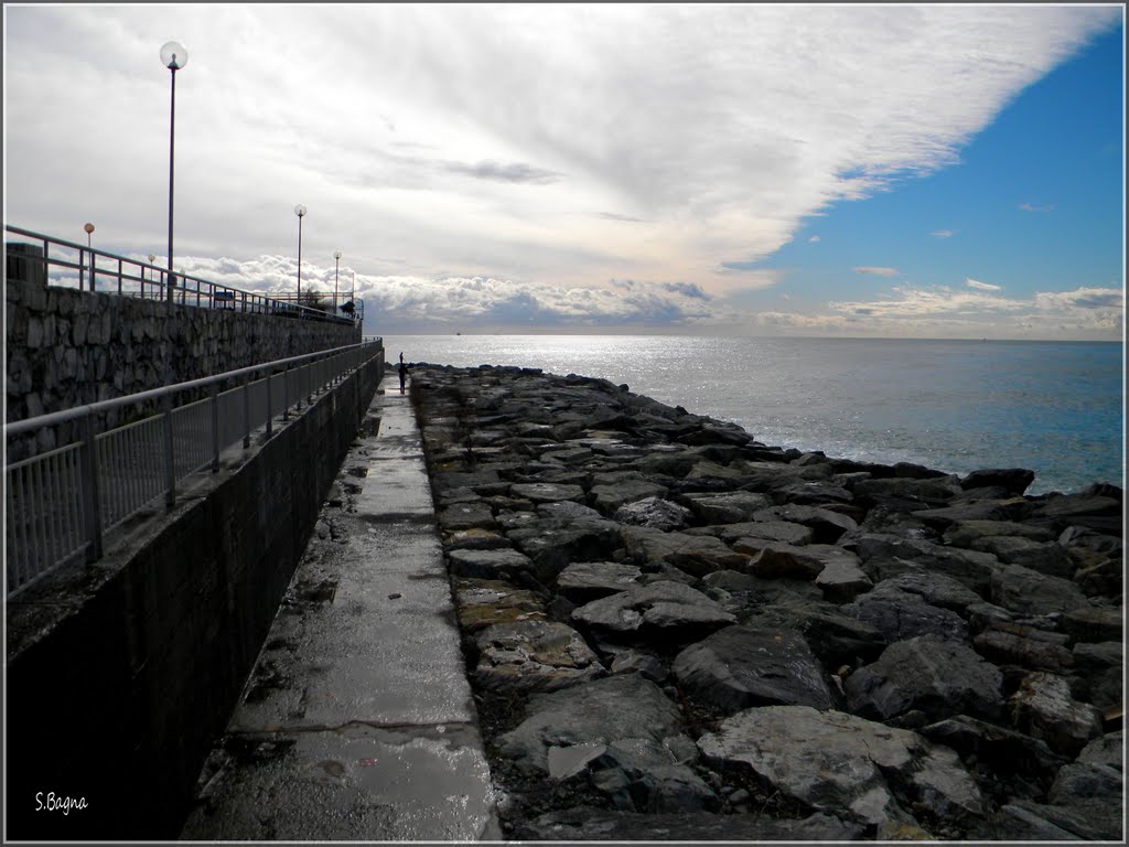 Genova - Massicciata frangiflutti del depuratore di Punta Vagno