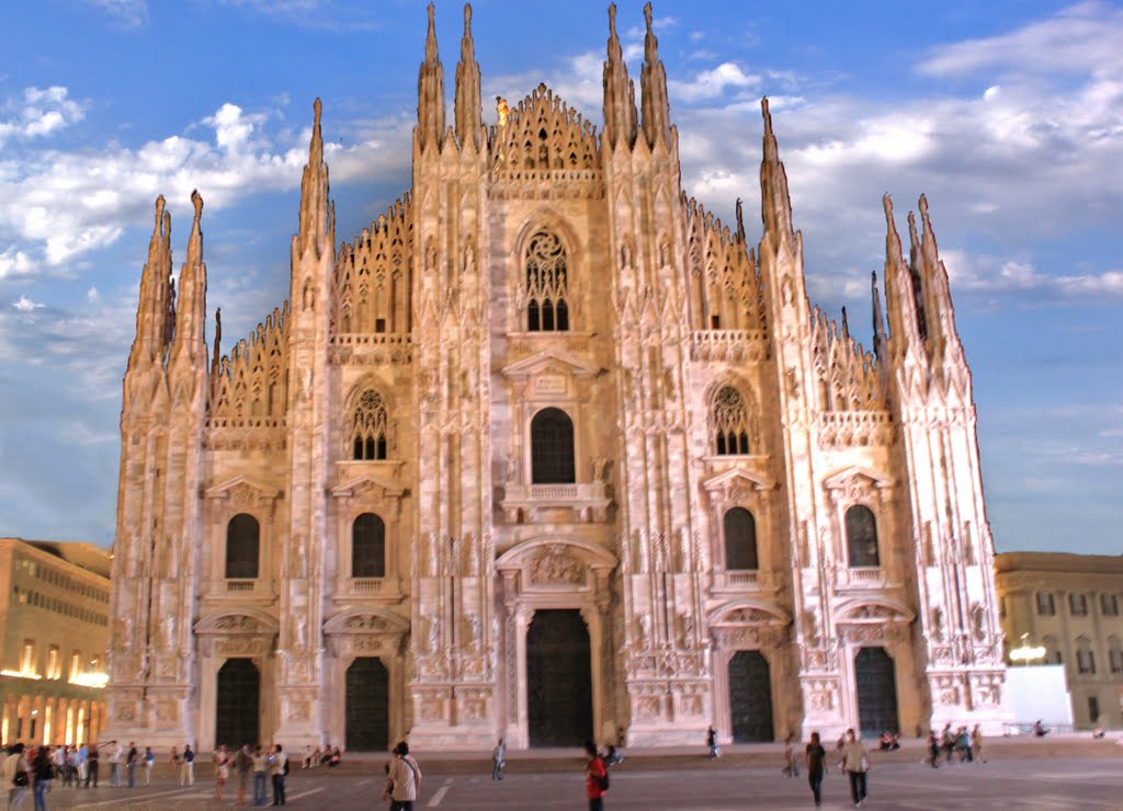 Night view of Duomo Cathedral during the day, Milan
