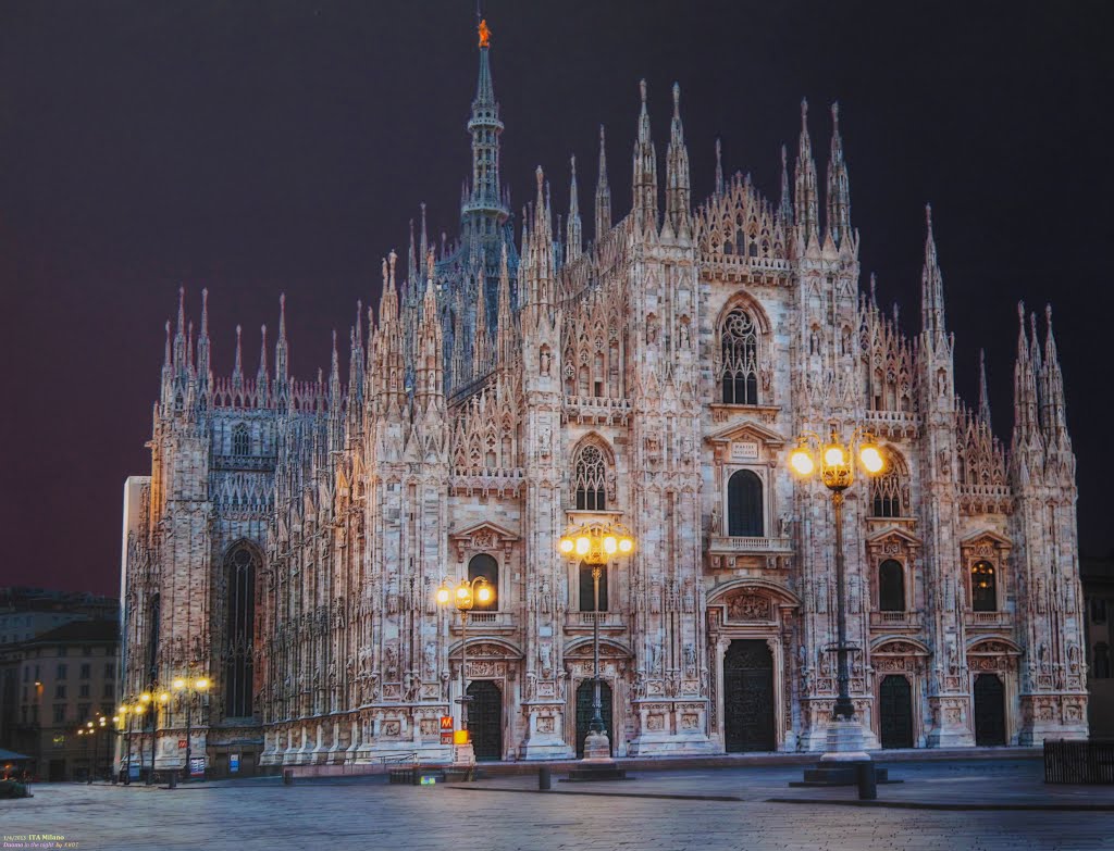 ITA Milano Duomo in the night by KWOT ☆2nd PRIZE: 2013-05 Human Constructions☆