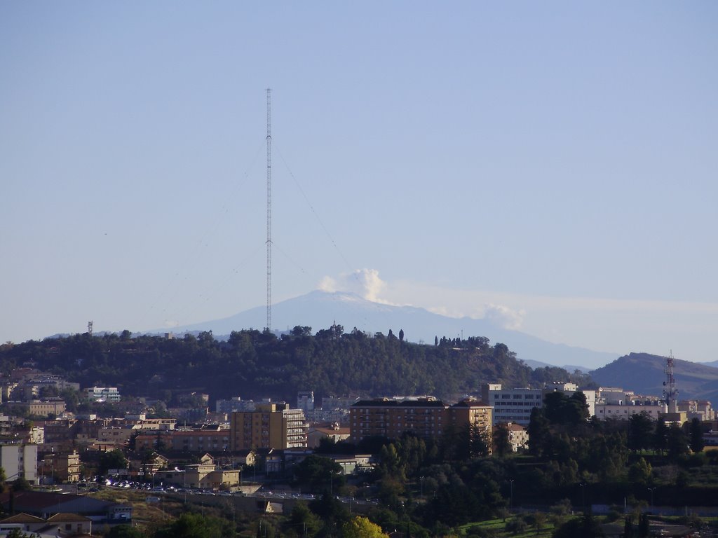 Caltanissetta e lAntenna Rai (sullo sfondo lEtna)
